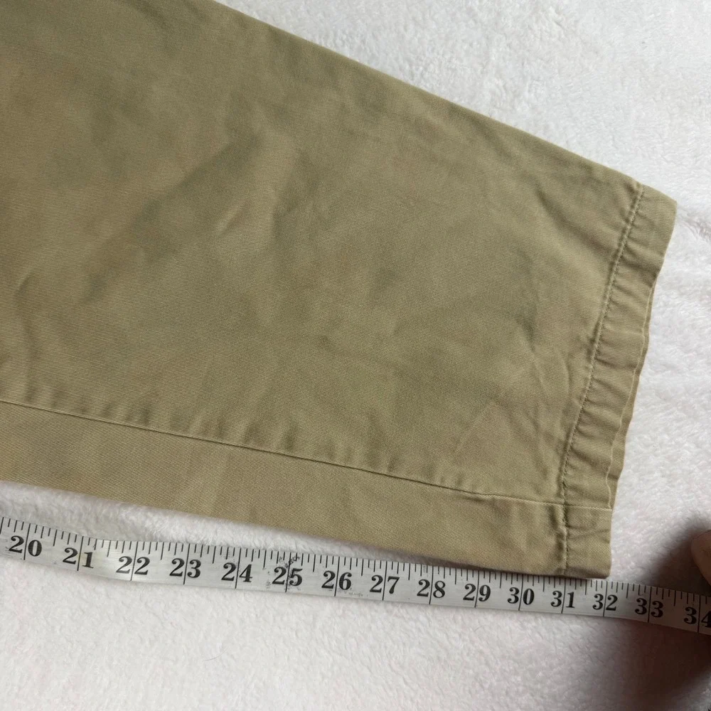 Brooks Brothers Mens Khaki Pleated Chino Pants 35x32 Tan Cotton Straight Leg